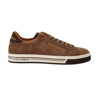 Dolce & Gabbana Sneakers, male, Brown, 5 UK, Brown Suede Logo Low Top Trainers