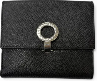 Bulgari Silver Black Leather Wallet (Bi-Fold) (Pre-Owned)
