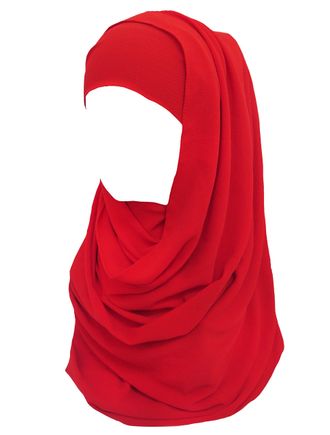 Lina & Lily Non-see-through Bubble Crepe Chiffon Muslim Hijab Head Scarf Shawl Wrap Thick Lightweight (Red)