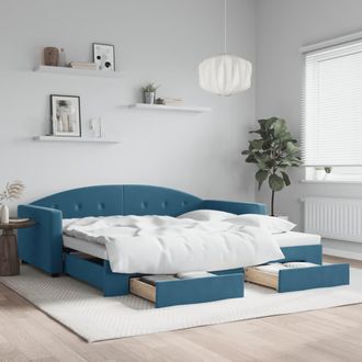 vidaXL Sof&aacute; Cama Nido Con Cajones Terciopelo Azul 100x200 Cm Vidaxl
