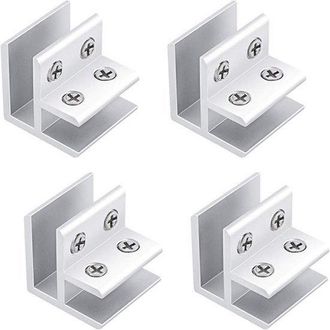 OEM Abrazaderas De Vidrio Ajustables Para Conexiones Angulares - 4 Piezas - Plateadas, Para Espesores De 10 A 12 Mm
