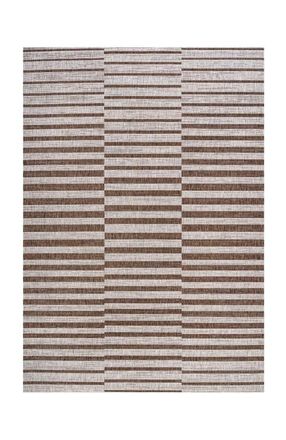 Jonathan Y Designs Sukie Modern Offset Stripe Indoor/Outdoor Area Rug in Beige/brown at Nordstrom, Size 5Ft 0In X 8Ft 0In