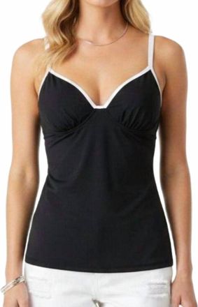 Freya Contour Tankini Swim Top In Black White