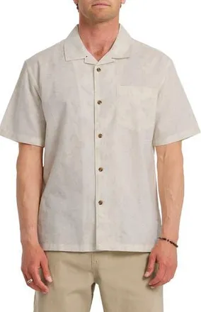Quiksilver Lo-Biscus DNA Cotton & Linen Camp Shirt in Snow White at Nordstrom Rack, Size Xx-Large