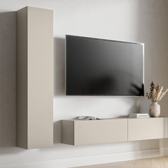Dmora Columna Chiari, 4 Estantes, 1 Puerta, Soporta 3 Kg Por Estante, 35x32x168h Cm Beige
