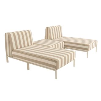 Oviala Conjunto de jard&iacute;n bajo modular a rayas para 3 personas beige