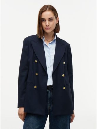 Tommy Hilfiger Womens Double-Breasted Blazer - Navy Blue - XXL