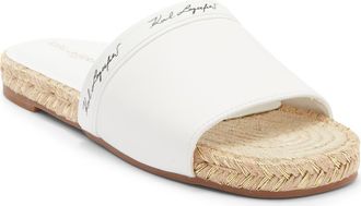 Karl Lagerfeld Tarzana 2 Script Espadrille Slide Sandal in White at Nordstrom Rack, Size 6.5