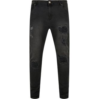Urban Classics Heren Heavy Destroyed Slim Jeans (Zwart)