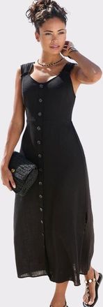 Lascana Womens Button Detail Maxi Dress in Black at Nordstrom, Size 14