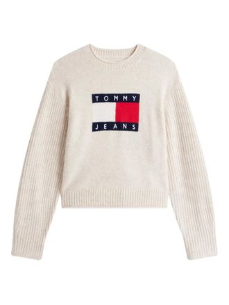 Tommy Jeans logo-motif sweater - women - Acrylic/Nylon/Elastane/Wool - M - Neutrals