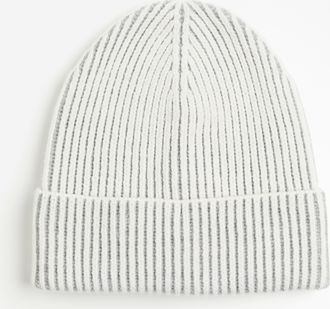 H&M Beanie in Rippstrick - Hellgrau