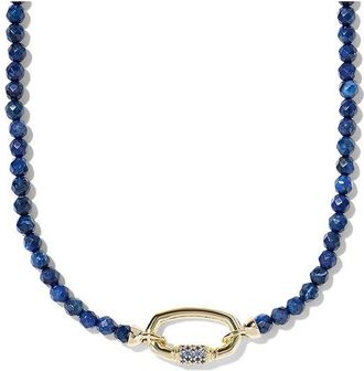 Kendra Scott Emery Beaded Strand Womens Necklace Womens Necklace Gold Dark Blue Qrtz, Brass/Gold-Plated