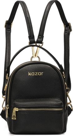 Kazar Kleine zwarte rugzak 2in 1 - Dames - Rugzakken - Zwart - ONE Size - Leer - Tassen