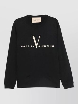 Valentino logo cotton crew neck long sleeve sweater