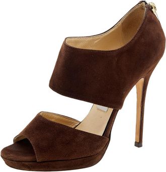 Jimmy Choo London Brown Suede Lagoon Open Toe Sandals
