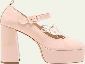 Simone Rocha Heart Patent Leather Ballerina Pumps