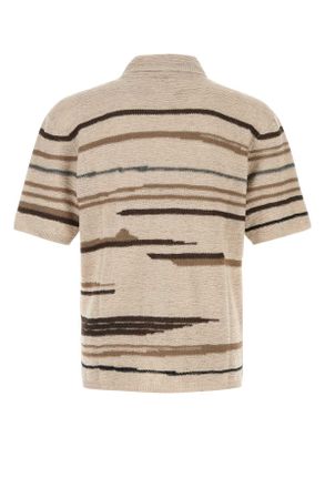 Bottega Veneta Mens Embroidered Cotton Blend Polo Shirt Multi