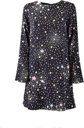 Moschino Jurk met Sterrenprint en Lange Mouwen - Dames - Korte kleedjes - Zwart - XS - Polyester - Kleedjes