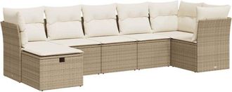 vidaXL Vidaxl - Set Sof&aacute;s De Jard&iacute;n 7 Piezas Y Cojines Rat&aacute;n Sint&eacute;tico Beige