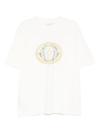 Drôle de Monsieur oval-frame logo T-shirt - Neutrals