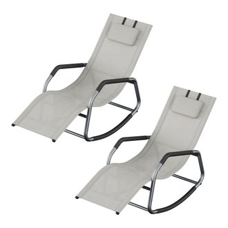 Songmics Mecedora con coj&iacute;n ajustable de acero y tela transpirable gris