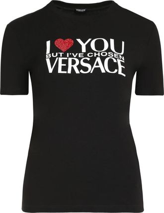 Versace Printed Jersey T-Shirt - Dames - T-shirts - Zwart - XS - Tops