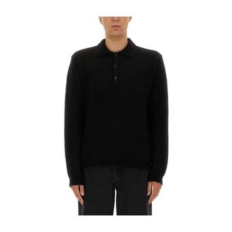Sunflower Round-neck Knitwear, male, Black, Size: L Mohair Polo