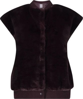 Geisha Gilet van imitatiebont met ribbels - Dames - Jassen - Paars - Maat: S Poliester