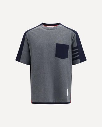 Thom Browne Colorblock T-shirt with 4-bar detail Male 1