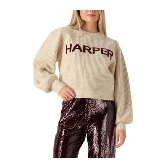 Harper & Yve Lysanne Longsleeve - Dames - Ronde hals truien - Beige - L - Wol - Truien & Vesten
