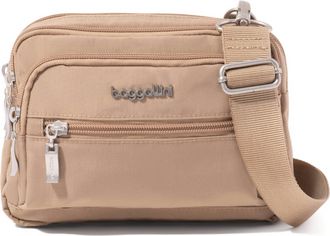 Baggallini Triple Zip Crossbody Bag with Wide Strap