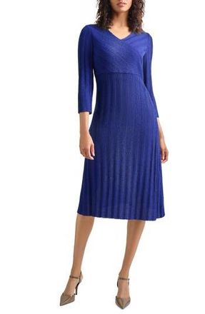 Misook Textural Stripe Midi Sweater Dress in Starry Night Blue at Nordstrom Rack, Size X-Small