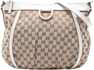 Gucci Pre-owned Shoulder Bags, female, Beige, Size: ONE SIZE Pre-owned Canvas Crossbody Bag