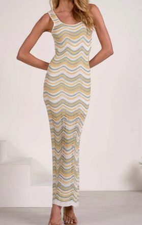 Elan Chevron Crochet Maxi Dress In Multi