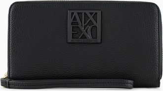 A|X Armani Exchange Women Susy SLG Zip Around, Black, One Size