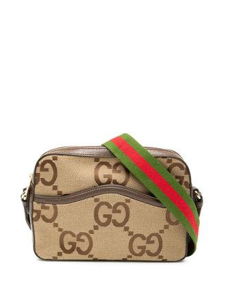 Gucci Borsa a tracolla Bree Jumbo in tela GG con decorazione Web 2016-2025 - Marrone