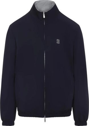 Brunello Cucinelli Jassen, Heren, Blauw, L, Sport Windbreaker Jas