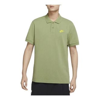 Nike Sportswear Solid Color Logo Embroidered Short Sleeve Polo Shirt Green CJ4457-334