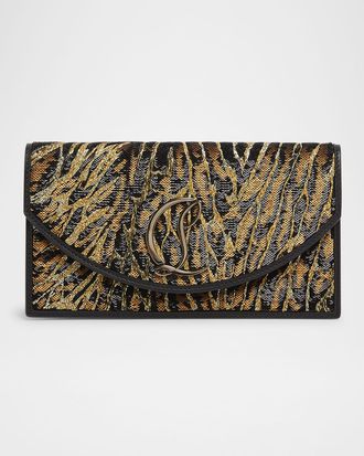 Christian Louboutin Loubin54 Ocelot Sequined Satin Clutch Bag