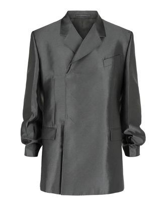Ferragamo Mens Double Breasted Jacket In Dark Grey