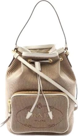 Prada Pre-owned Bucket Bags, female, Beige, Size: ONE SIZE Pre-owned Canvas Bucket Bag