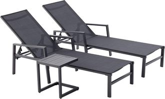 Concept Usine Juego de 2 tumbonas con mesa auxiliar negra
