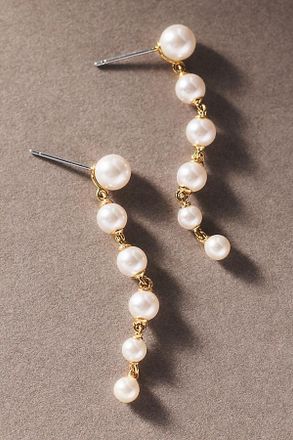 Nadri Bianca Graduated Linear Pearl Earrings