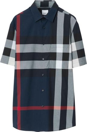 Burberry Blue Checked Cotton Shirt