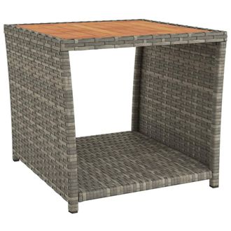 vidaXL Mesita De Rat&aacute;n Sint&eacute;tico Negro Y Superficie De Madera Acacia Vidaxl