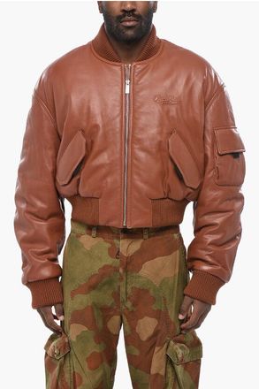 Off-white Leather Padded Bomber WAVE OFF size 52