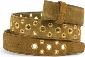 CLARIS VIROT Ceinture Veau Velours - Dames - Riemen - Groen - M - Leer - Accessoires