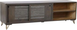 DKD Home Decor TV Unit - Modern - Mango Wood - Metal - 160 cm - 2 Doors - Brown