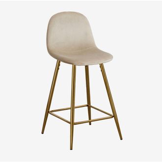 Sklum Sklum - Pack de 2 taburetes altos en terciopelo Glamm Marrón Trigo Dorado